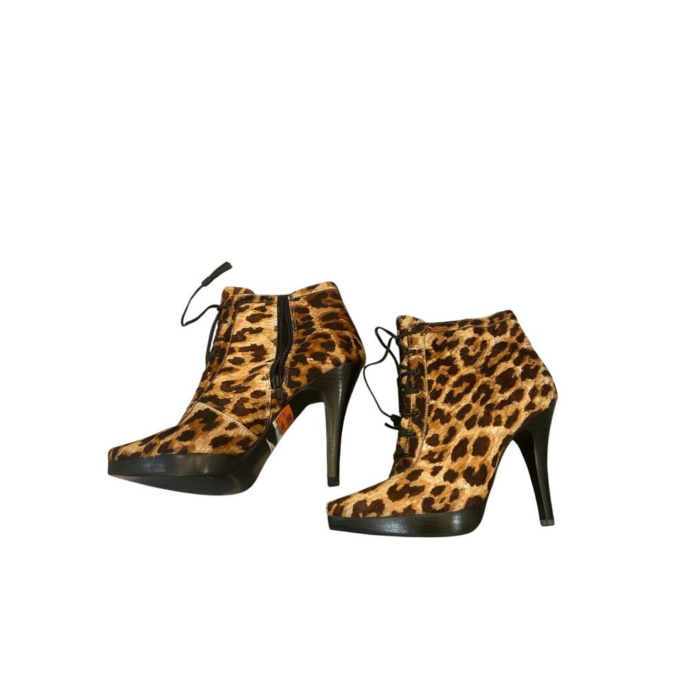 Steve Madden Sesto Calf Hair Cheetah Print Heeled Booties 8